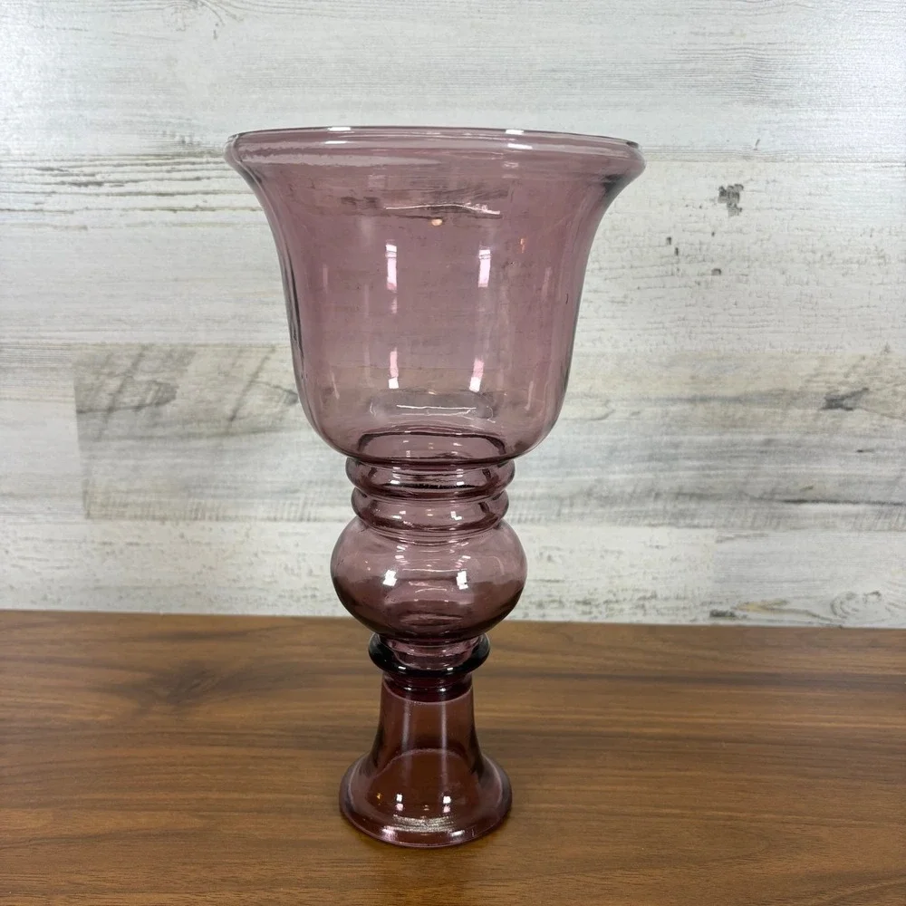 Morgantown Amethyst Crystal Glass Pedestal Flower Vase‎ Vintage 10